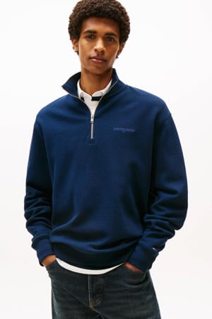 sweater met textuur donkerblauw