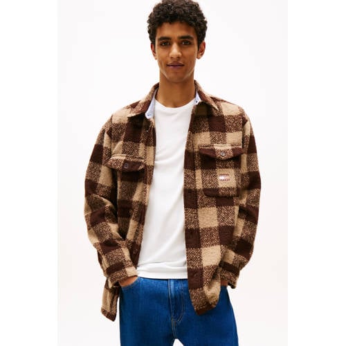 Tommy Jeans geruit overshirt bruin afbeelding