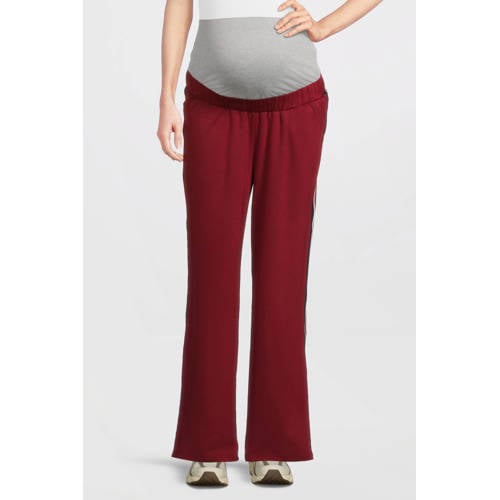ONLY MATERNITY straight regular waist zwangerschaps casual broek donkerrood afbeelding