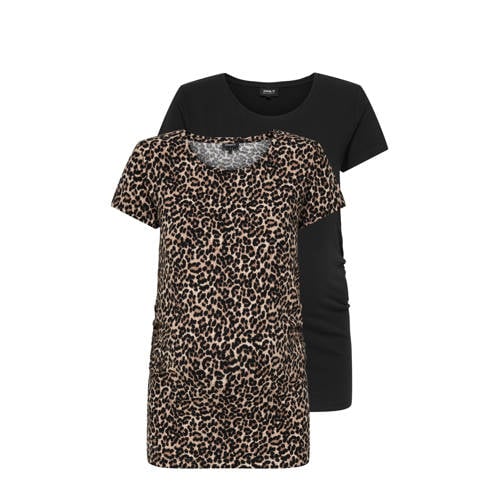 ONLY MATERNITY zwangerschapsshirt - set van 2 bruin/zwart afbeelding
