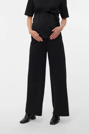 wide leg high waist zwangerschaps broek zwart