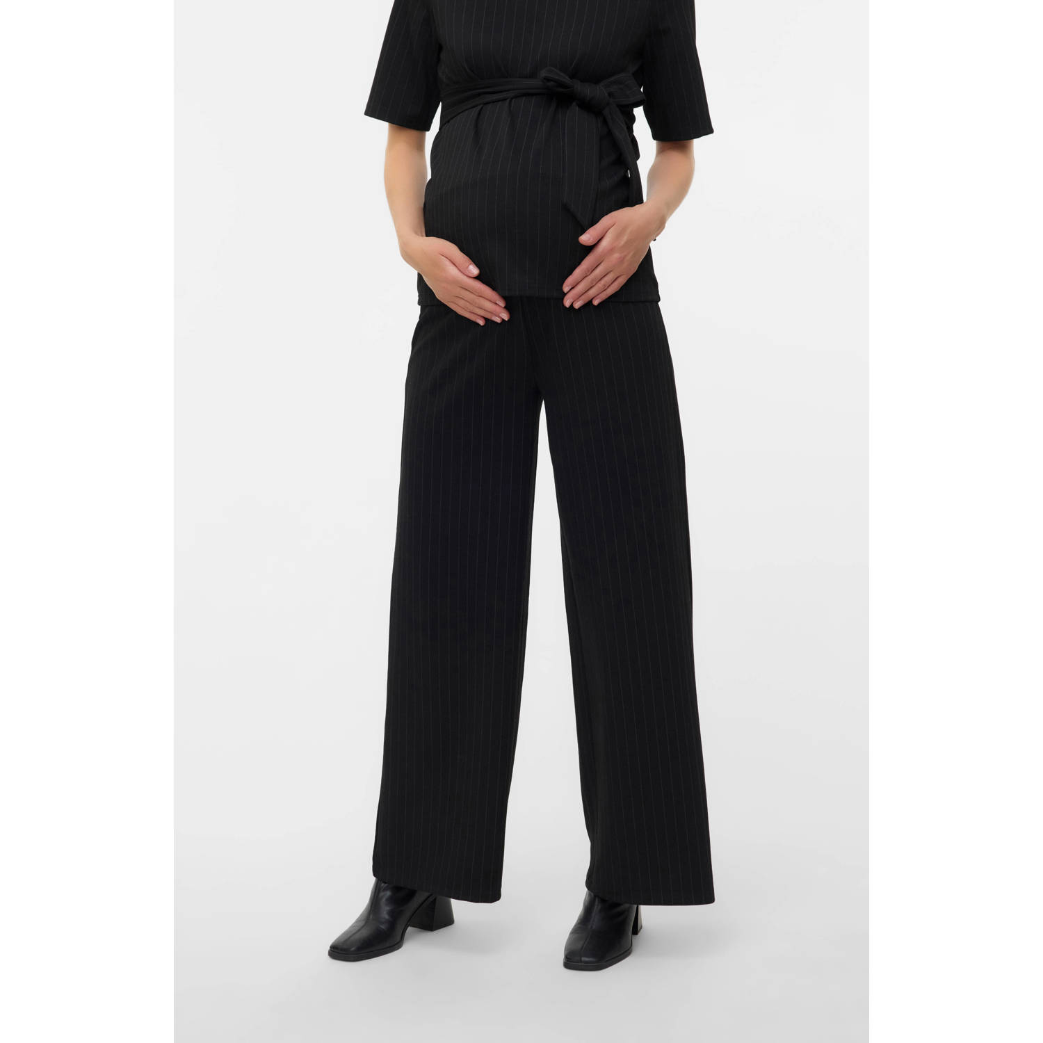 MAMALICIOUS wide leg high waist zwangerschaps broek zwart