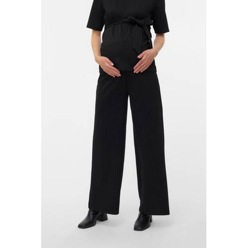 MAMALICIOUS wide leg high waist zwangerschaps broek zwart afbeelding
