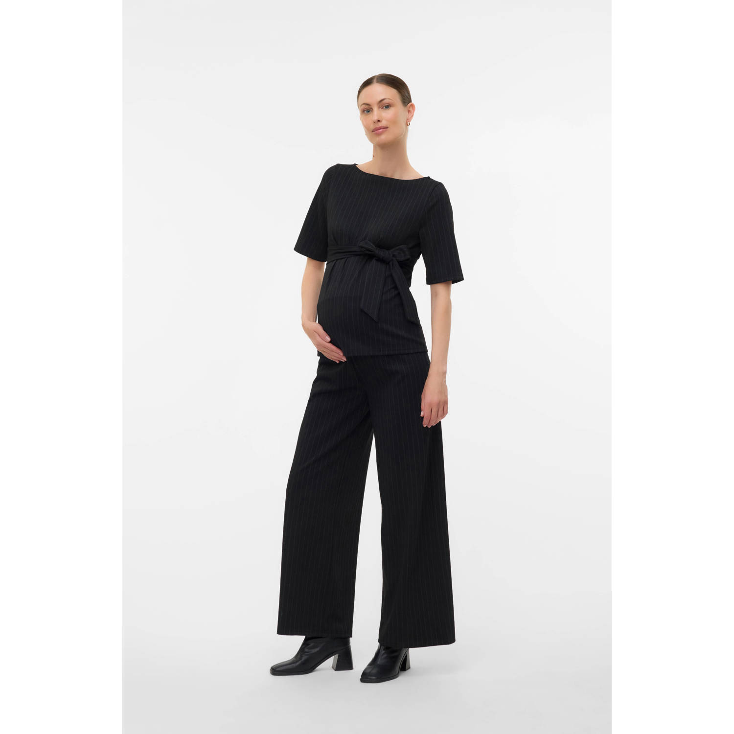 MAMALICIOUS wide leg high waist zwangerschaps broek zwart
