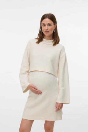 zwangerschaps longsleeve ecru rib gebreid
