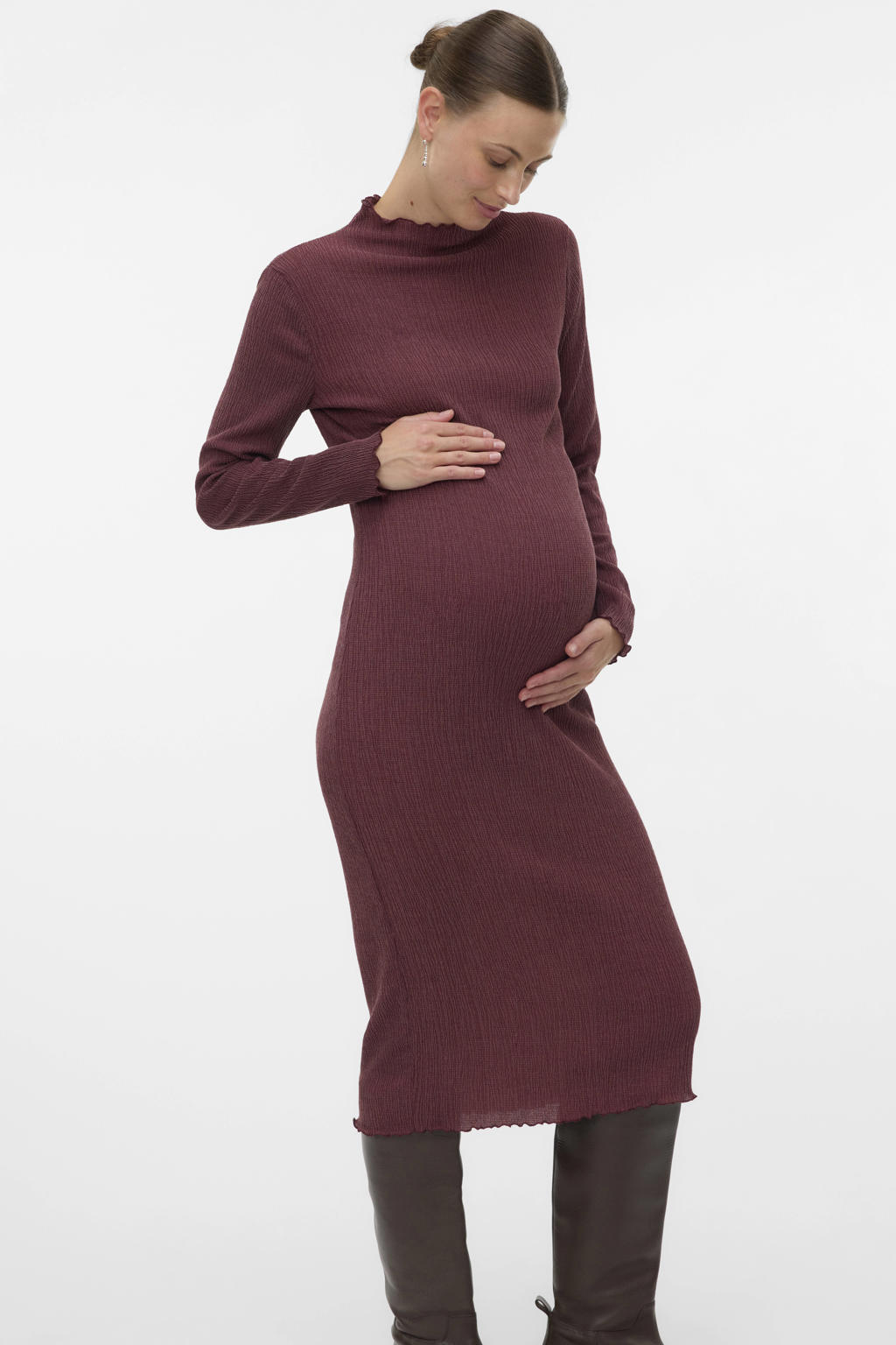 MAMALICIOUS zwangerschaps midi jurk donkerrood
