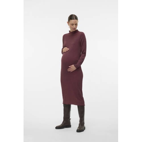 MAMALICIOUS zwangerschaps midi jurk donkerrood afbeelding