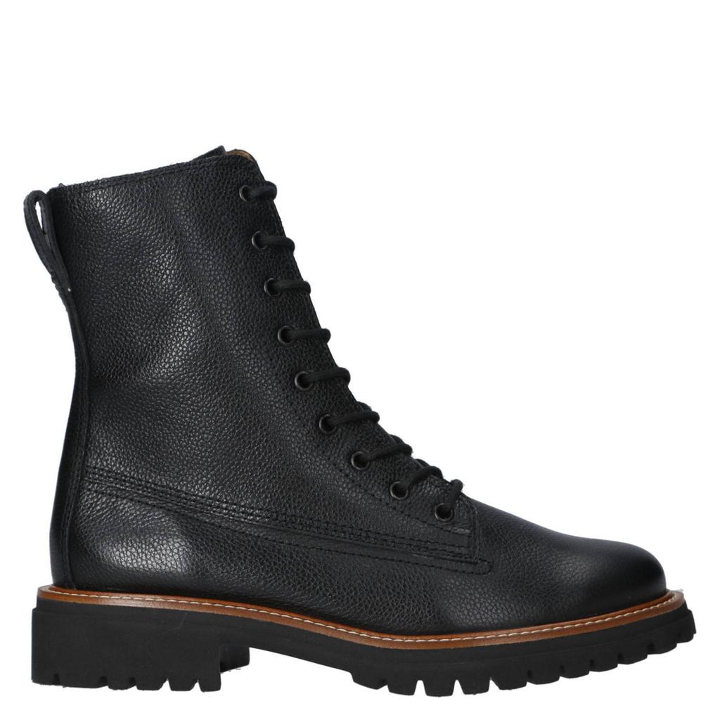 Zwarte dames Paul Green leren veterboots met ritssluiting