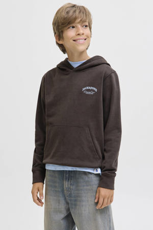 hoodie met backprint donkerbruin