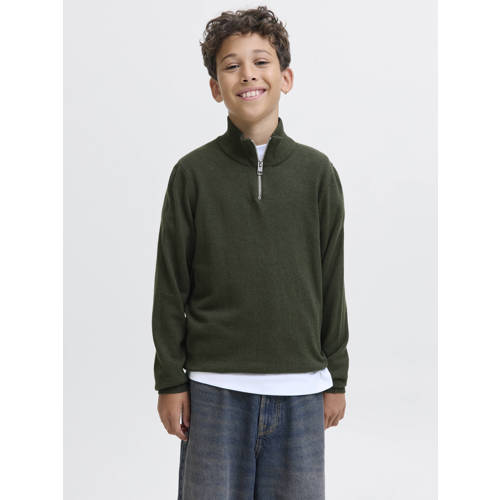 JACK & JONES JUNIOR trui donkergroen fijn gebreid afbeelding