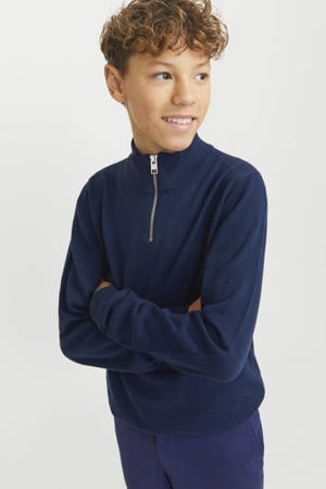 trui donkerblauw fijn gebreid