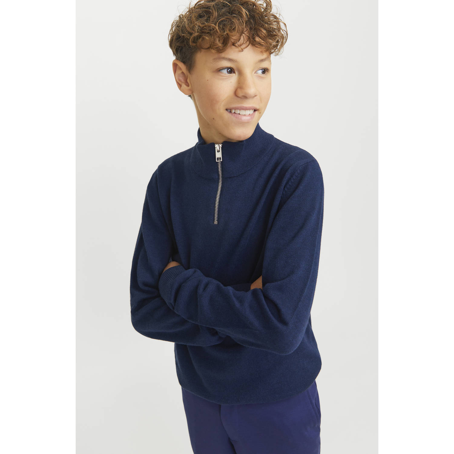 Jack & Jones Junior Schipperstrui JJEEMIL KNIT HALF ZIP NOOS JNR