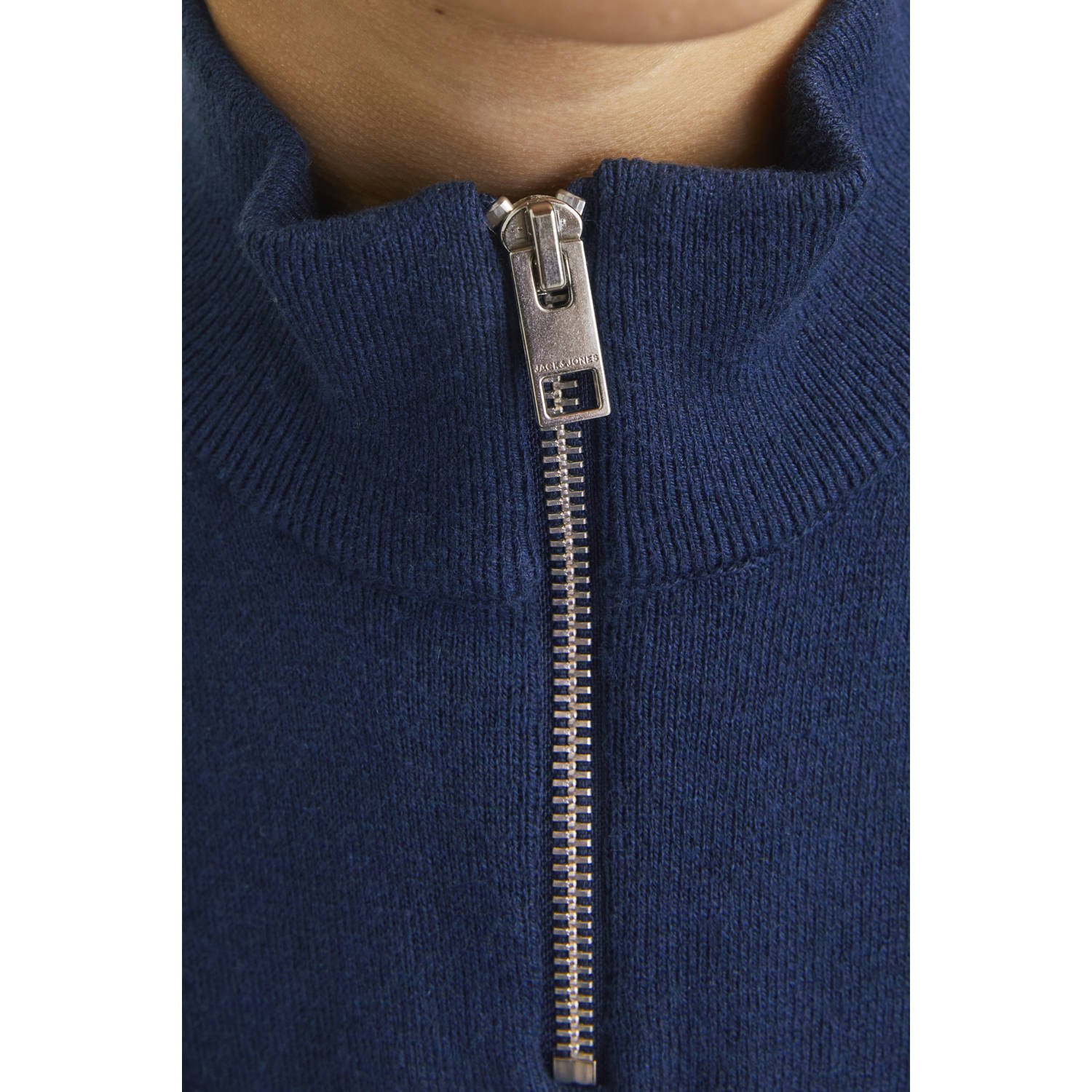 JACK & JONES JUNIOR trui donkerblauw fijn gebreid