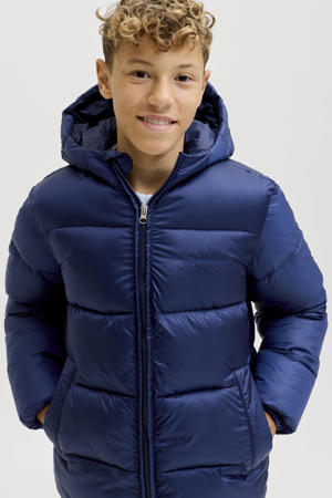 gewatteerde jas blauw
