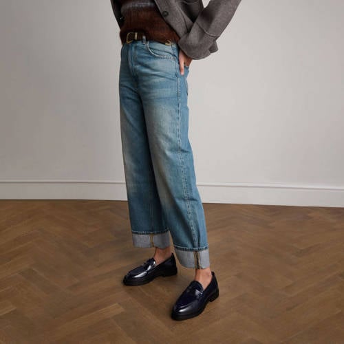 Manfield lakleren loafers donkerblauw afbeelding