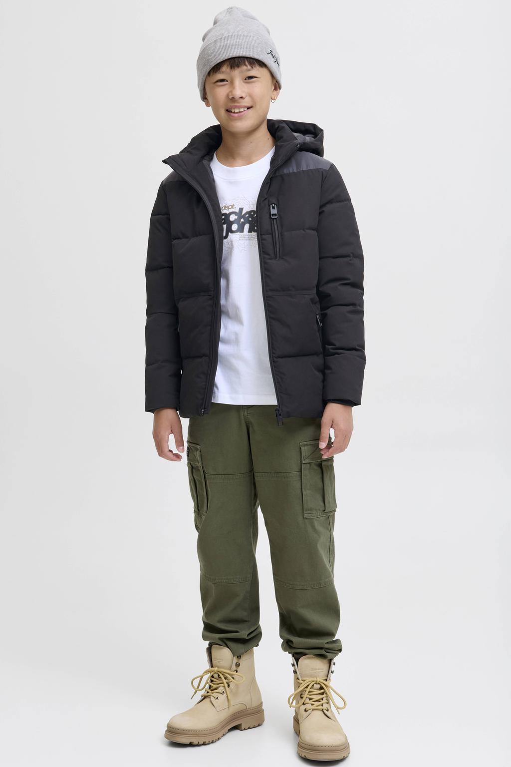 JACK & JONES JUNIOR gewatteerde jas zwart