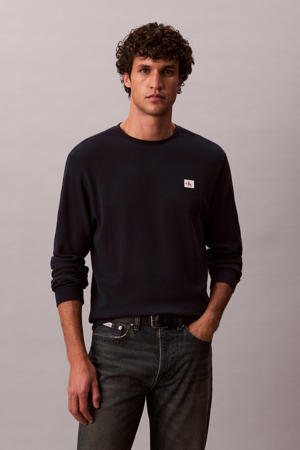 longsleeve met ingebreid patroon donkerblauw