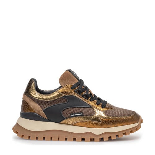 Floris van Bommel Grommi 03.00 chunky leren sneakers goud/bruin afbeelding