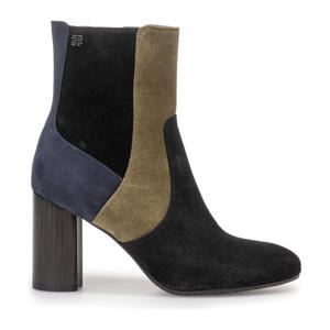Kaci 01.02 suède enkellaarzen zwart/kaki/grijs