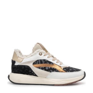 Suvi 02.10 gevoerde leren sneakers wit/panter