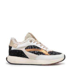 Suvi 02.10 gevoerde leren sneakers wit/panter