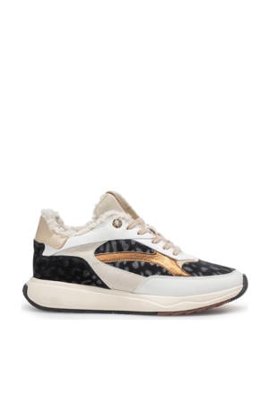 Suvi 02.10 gevoerde leren sneakers wit/panter
