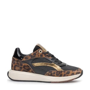 Suvi 02.00 suède sneakers zwart/cognac/panter
