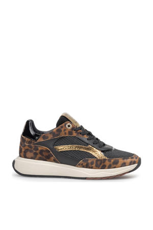 Suvi 02.00 suède sneakers zwart/cognac/panter