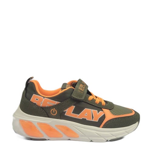REPLAY Cosmo lights boy 1 sneakers kaki/oranje afbeelding