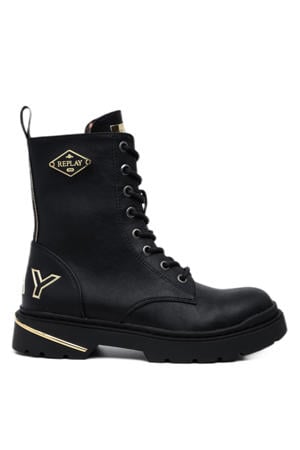 Joplin 15 veterboots zwart/goud