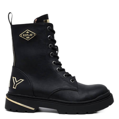 REPLAY Joplin 15 veterboots zwart/goud afbeelding