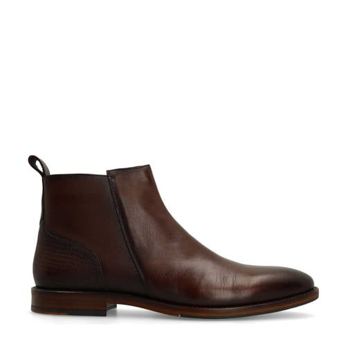 Manfield leren enkelboots bruin afbeelding