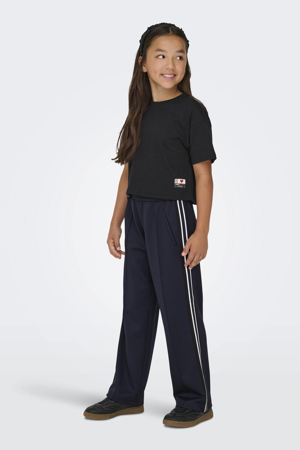 Blauwe meisjes KIDS ONLY GIRL wide leg casual broek met effen