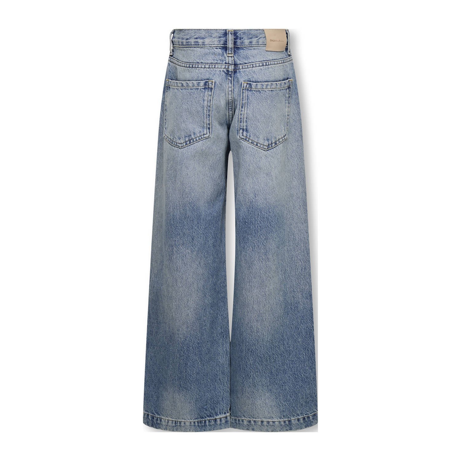 ONLY KIDS GIRL high waist wide leg jeans medium blue denim