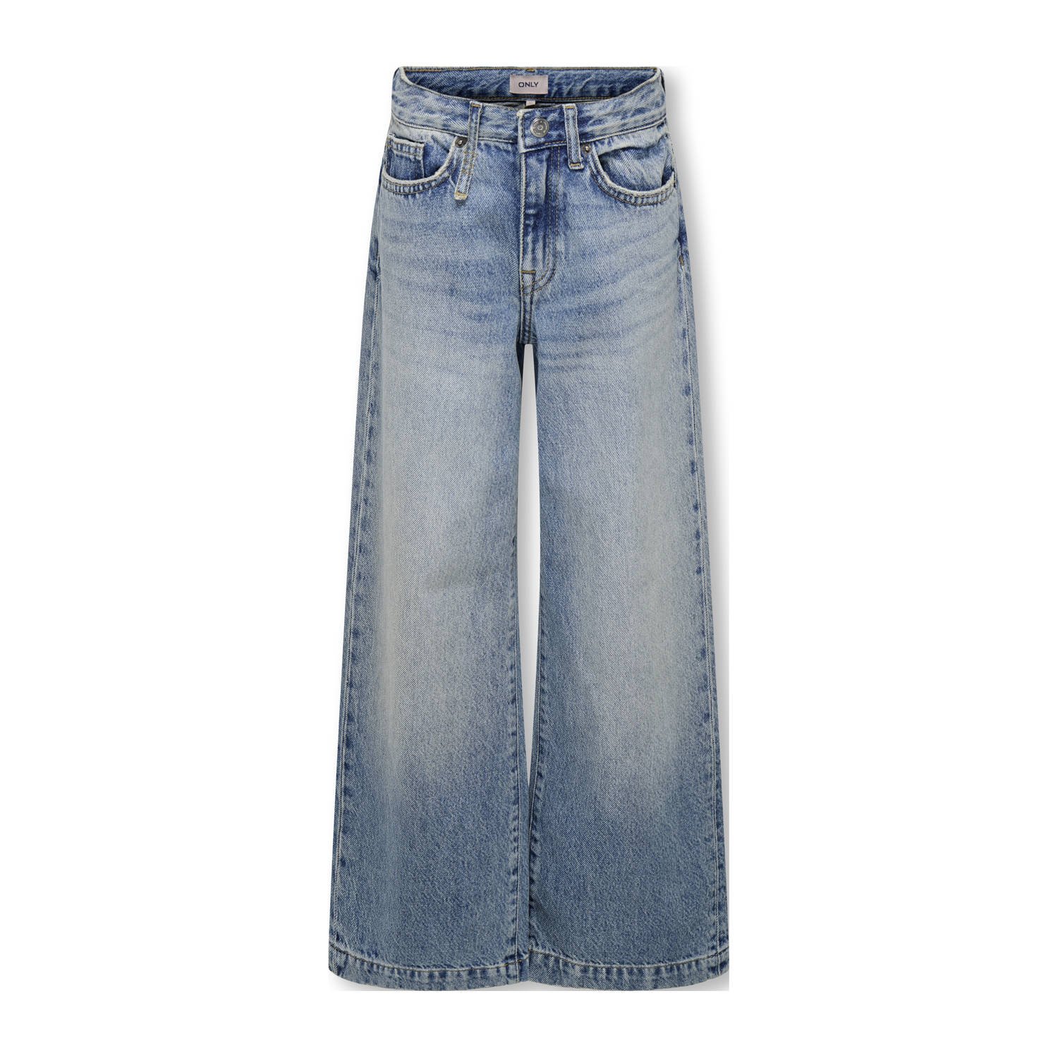 ONLY KIDS GIRL high waist wide leg jeans medium blue denim