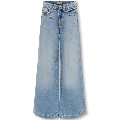 KIDS ONLY GIRL high waist wide leg jeans medium blue denim afbeelding