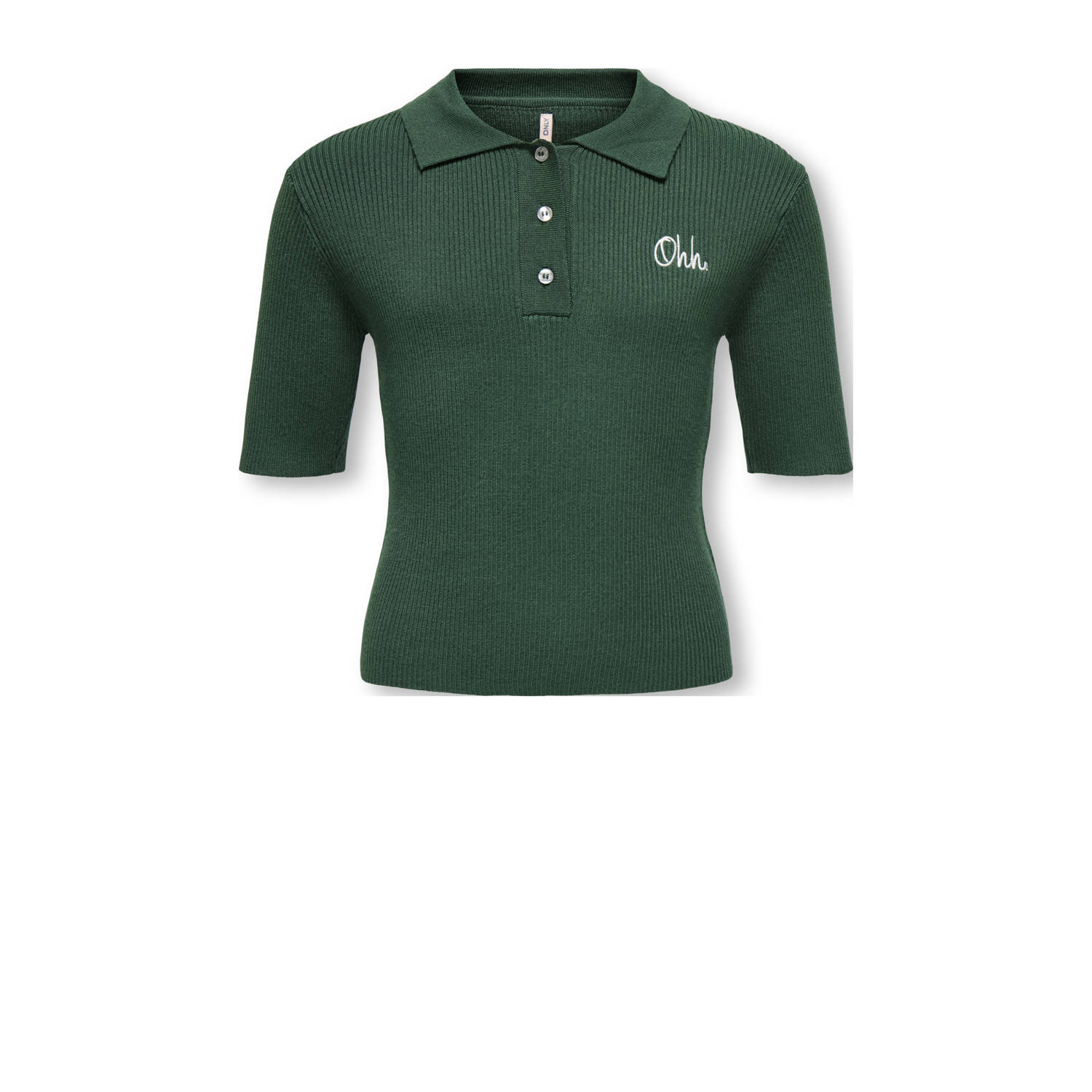 ONLY KIDS GIRL polo donkergroen rib gebreid
