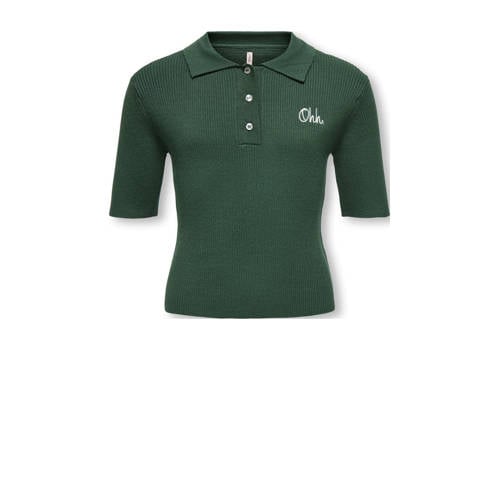 KIDS ONLY GIRL polo donkergroen rib gebreid afbeelding