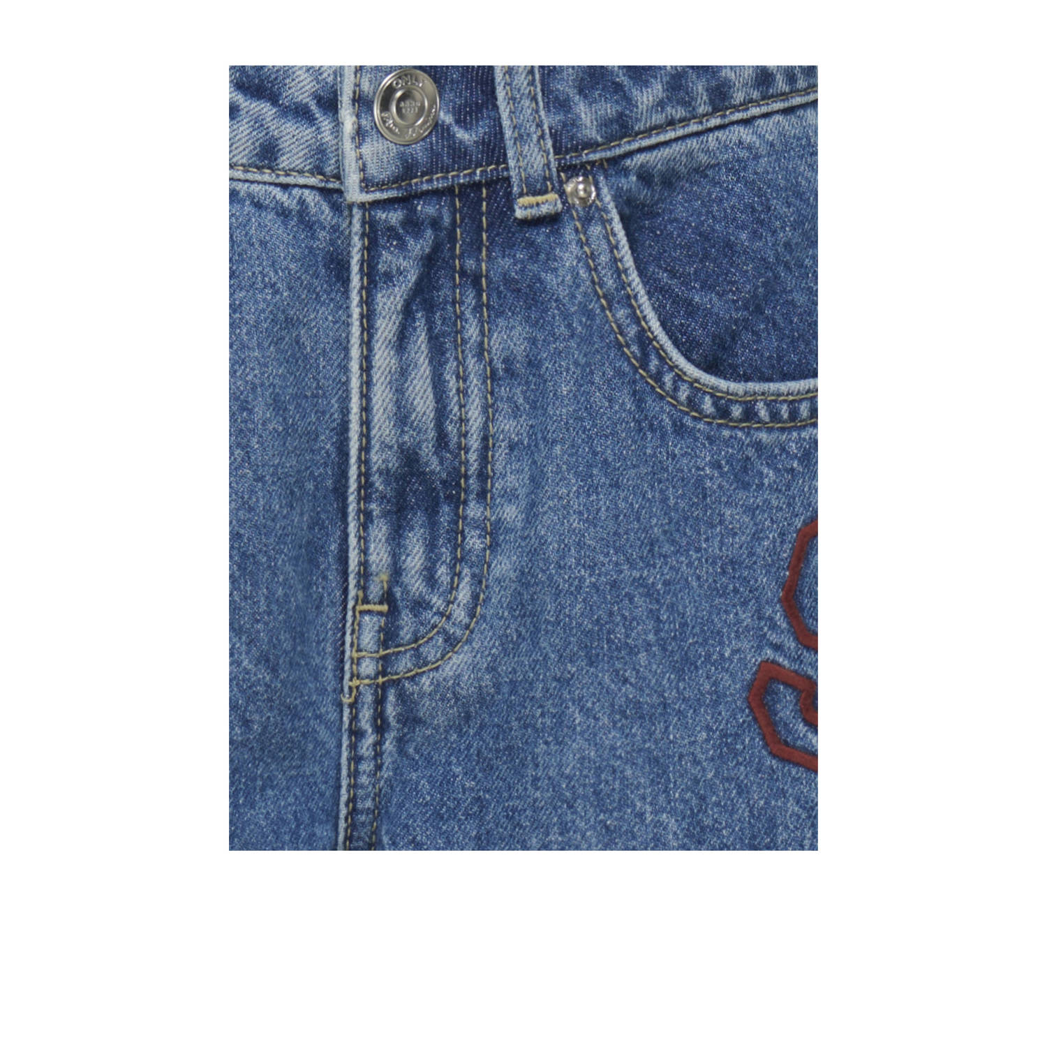 ONLY KIDS GIRL high waist wide leg jeans medium blue denim