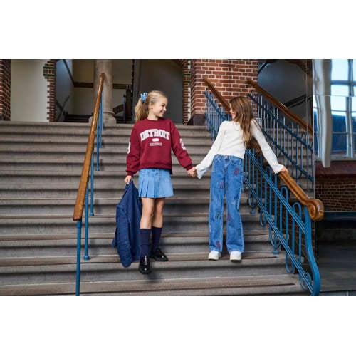KIDS ONLY GIRL high waist wide leg jeans medium blue denim afbeelding