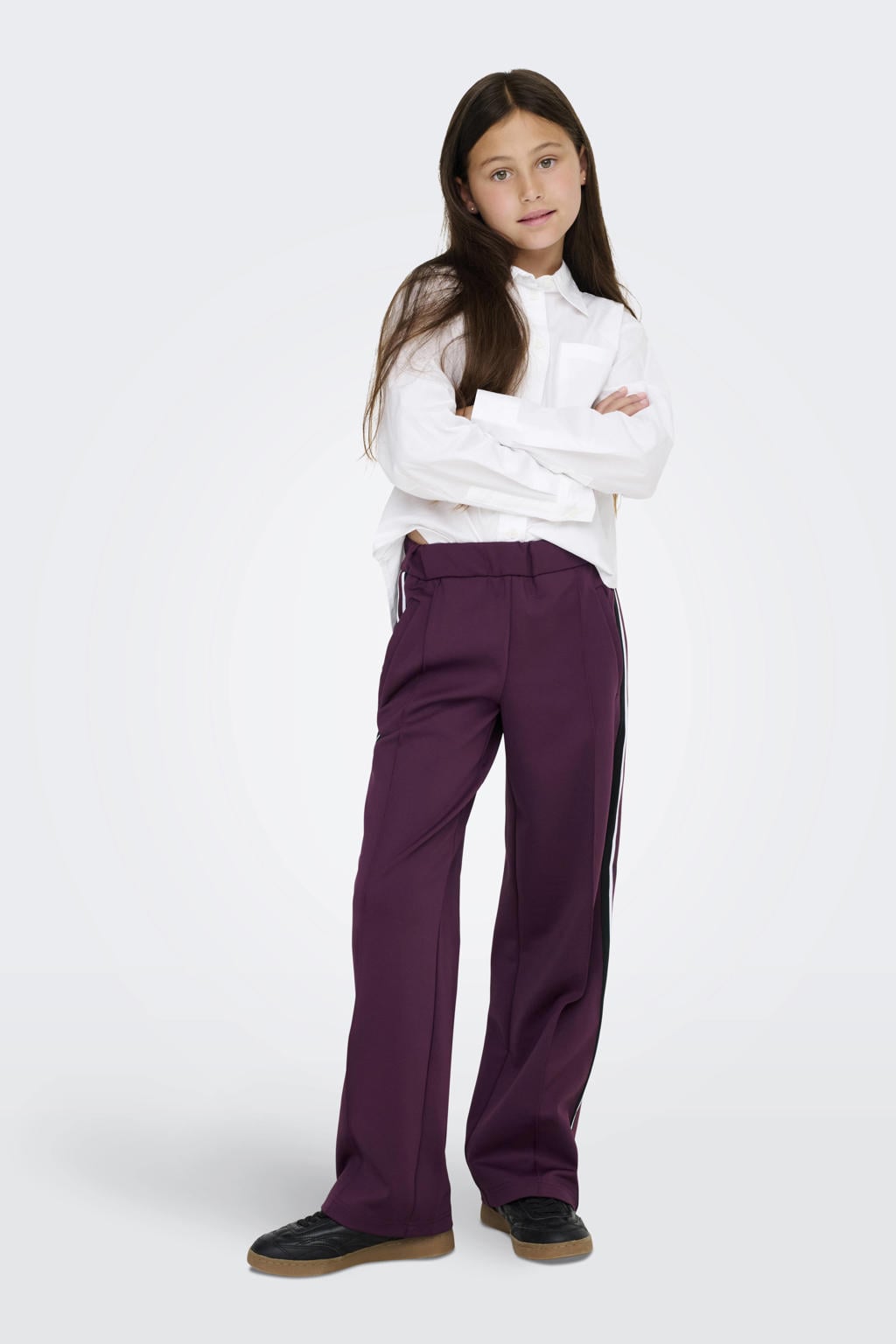 Donkerpaarse meisjes KIDS ONLY GIRL wide leg casual broek met effen