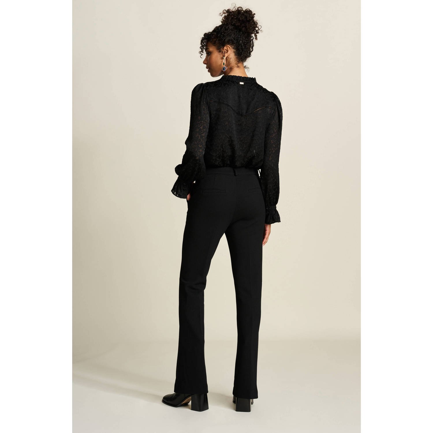 POM Amsterdam flared regular waist pantalon zwart