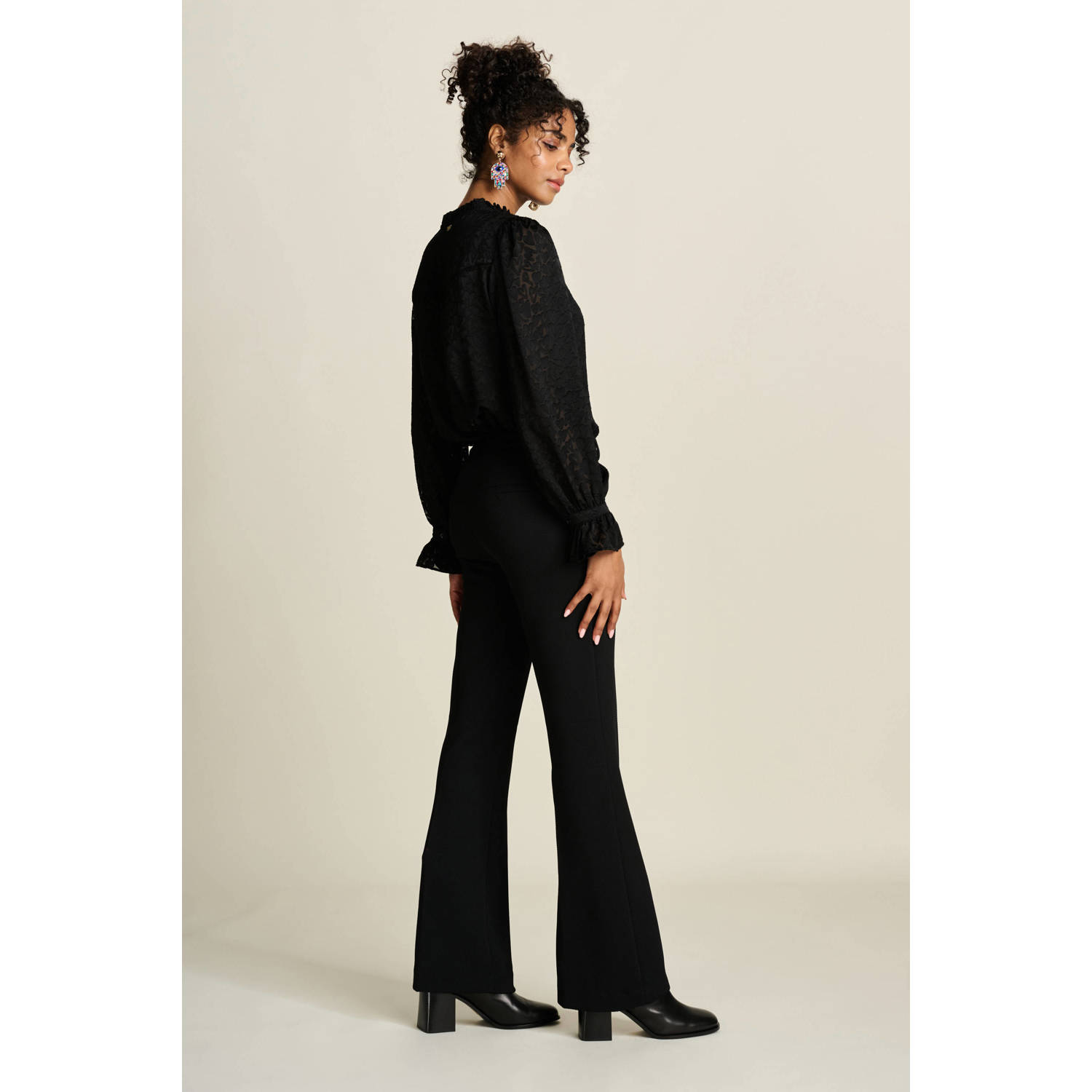 POM Amsterdam flared regular waist pantalon zwart