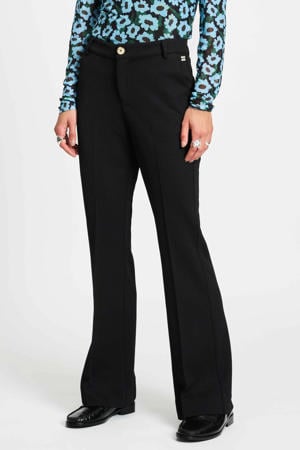 flared regular waist pantalon zwart