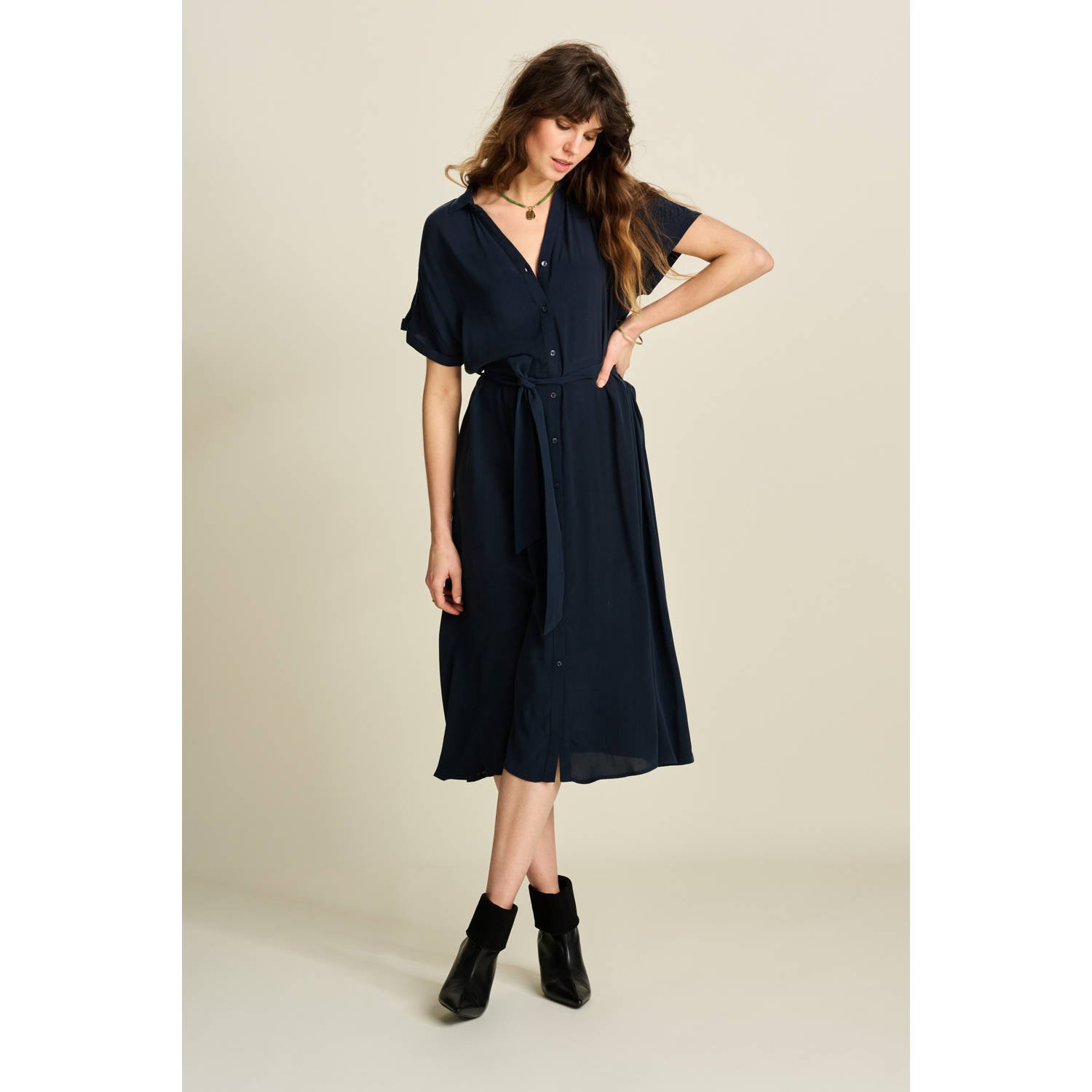 POM Amsterdam blousejurk donkerblauw