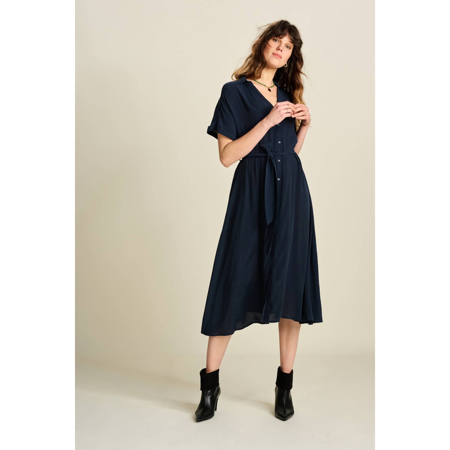 POM Amsterdam blousejurk donkerblauw