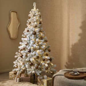 Verlichte besneeuwde kerstboom Nordic Pine (h215xd122 cm)
