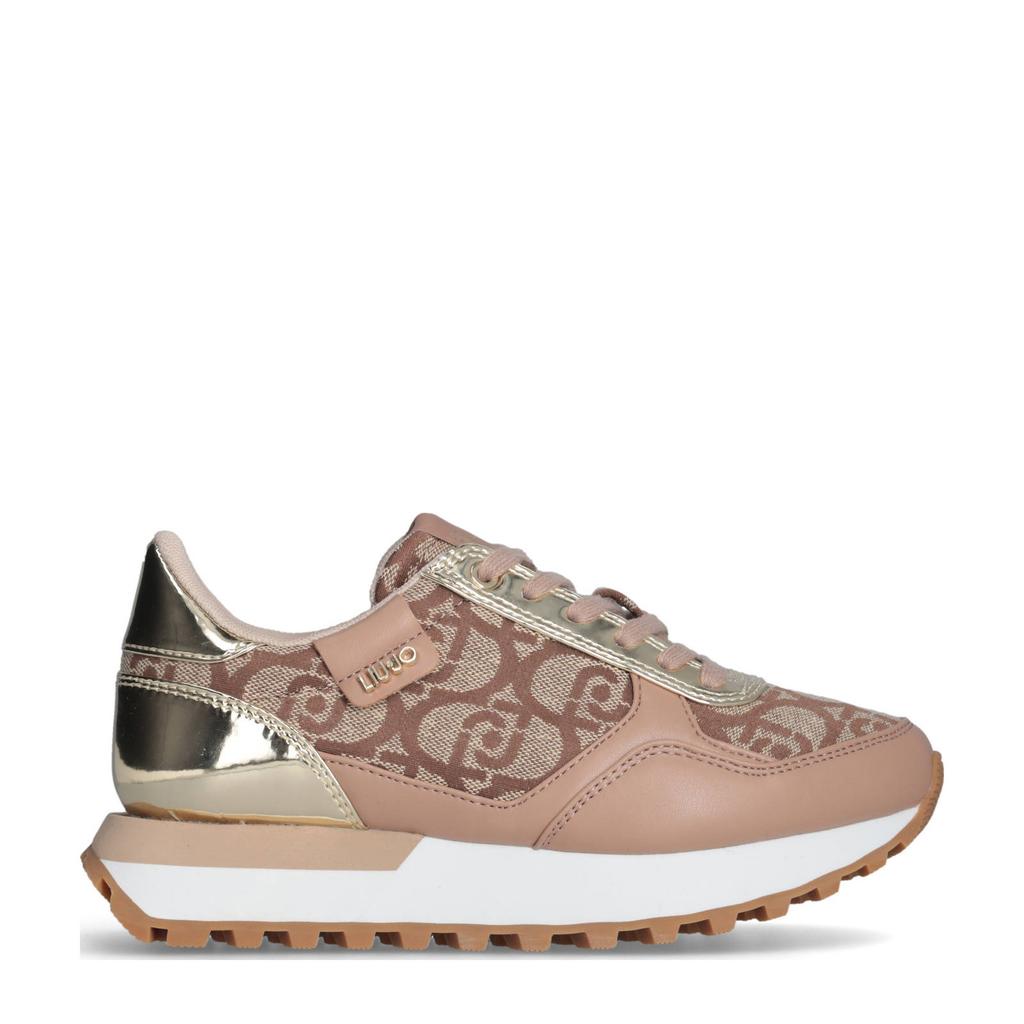 Oudroze en gouden dames Liu Jo Evelyn sneakers van textiel en imitatieleer met veters