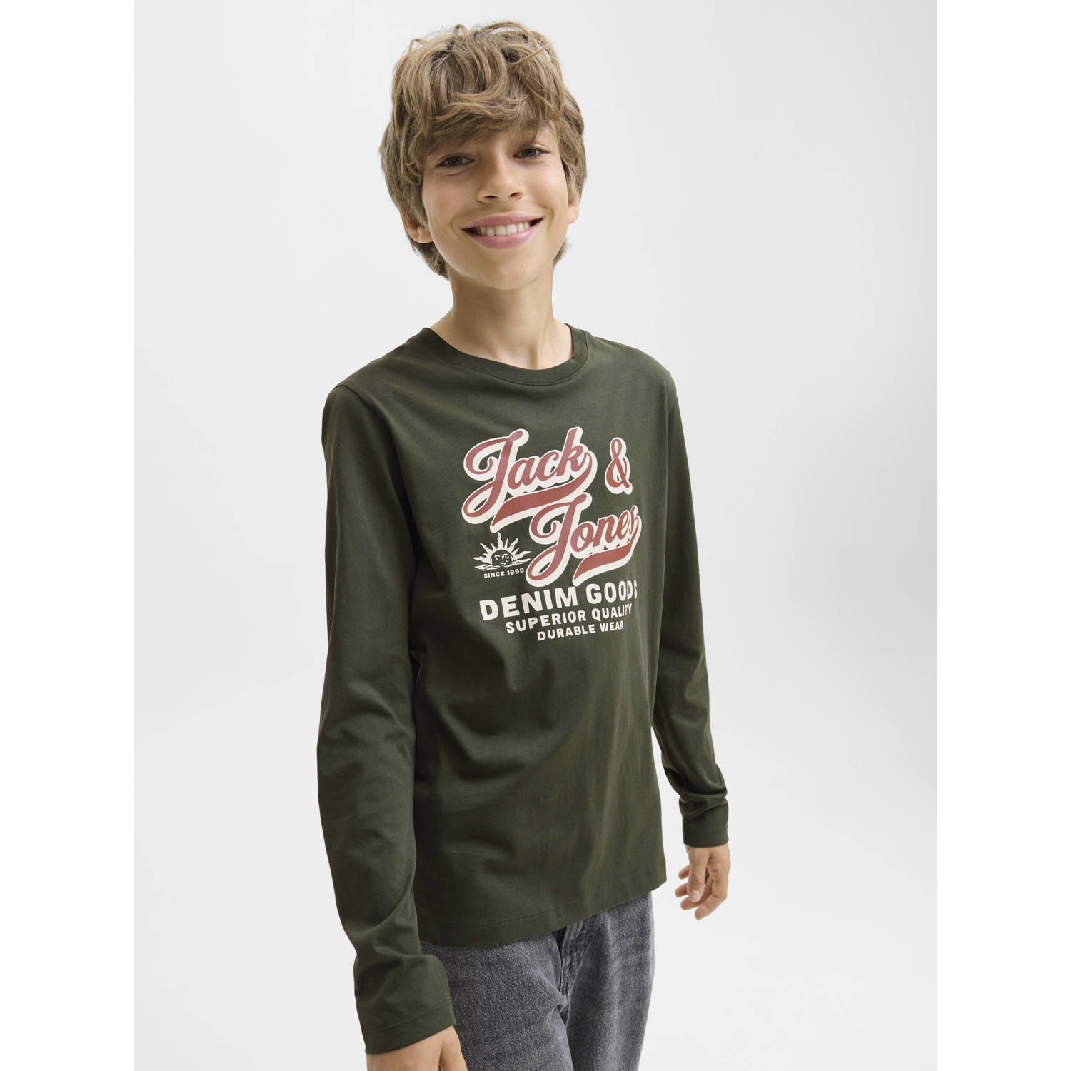 JACK & JONES JUNIOR longsleeve donkergroen