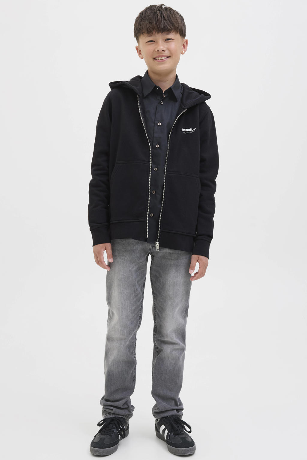 JACK & JONES JUNIOR sweatvest zwart